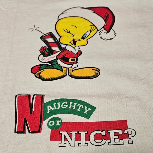 Christmas T-Shirt Tweety Bird "Naughty or Nice?" - 1995 - Picture 1 of 11